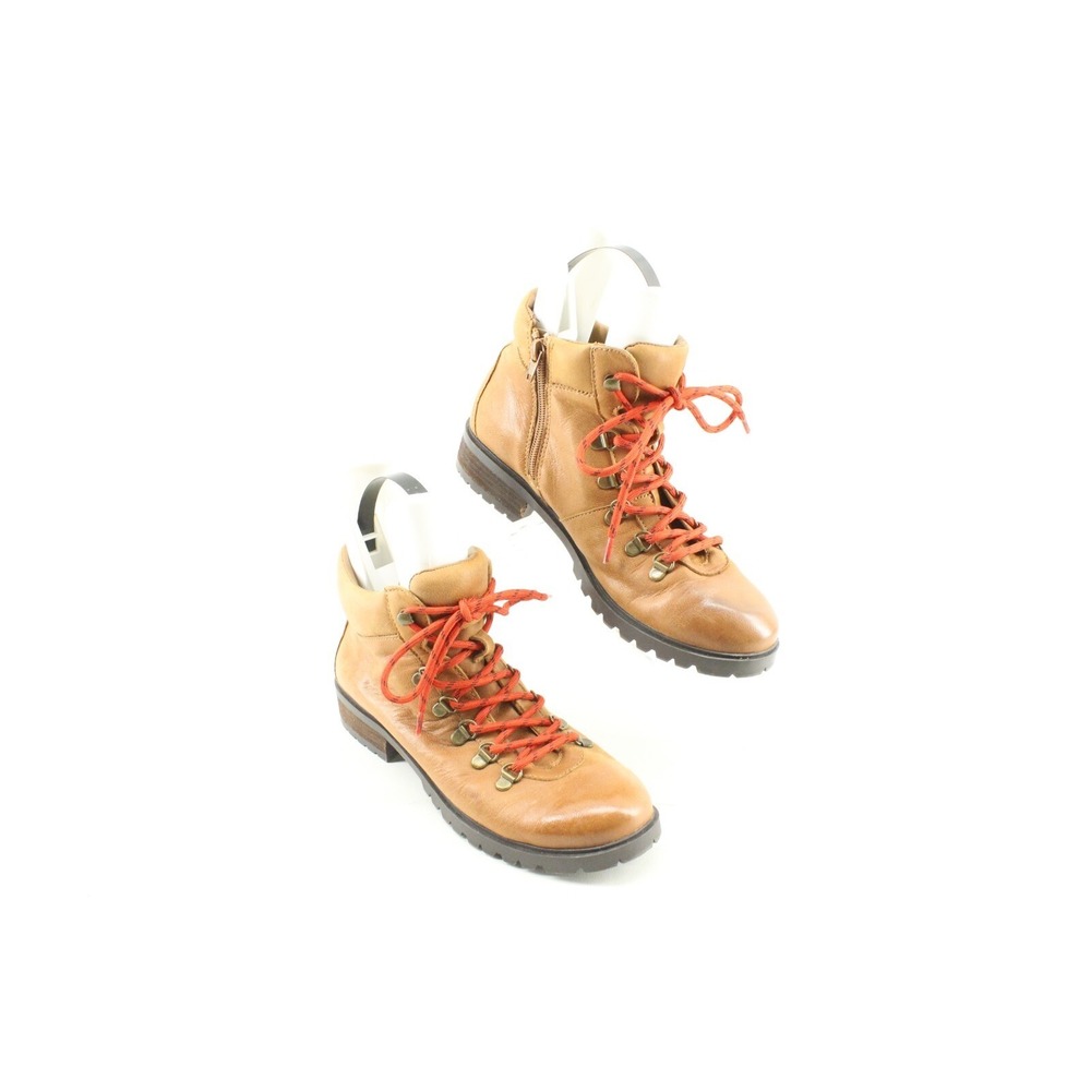 Steve Madden Lora Brown Leather Side Zip Combat Hiking Boot Size 10 M